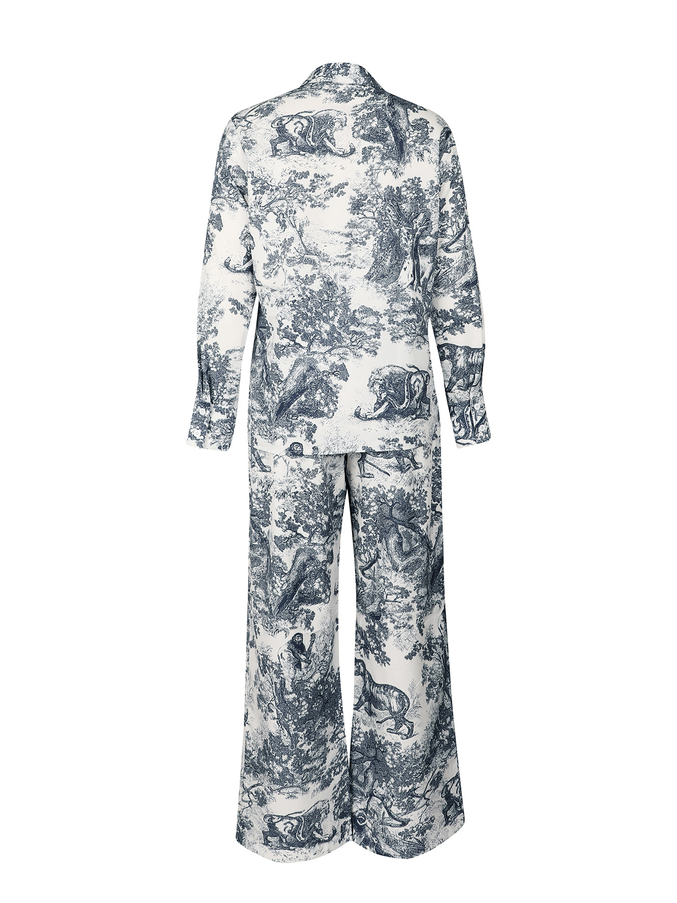 Women Casual Long-Sleeved Shirt and Pants Two-Piece Set