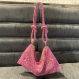 Women Pink Rhinestone Encrusted Handbag