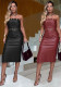 Women Sexy Strapless Slit Dress