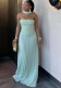Women Summer Collarless Solid Pleated Strapless Dress