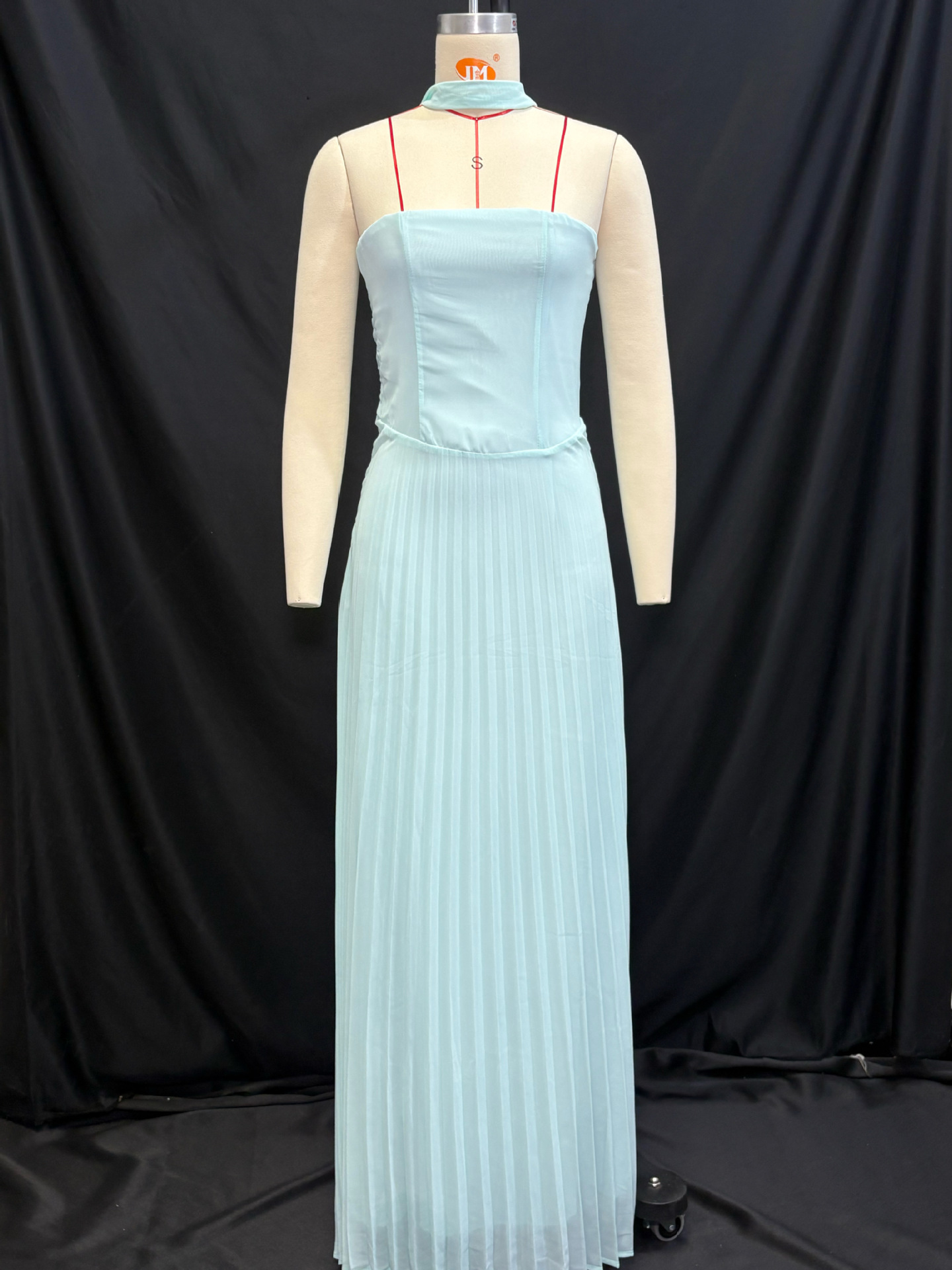 Women Summer Collarless Solid Pleated Strapless Dress