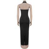 Women Halter Neck Beaded Bodycon Dress
