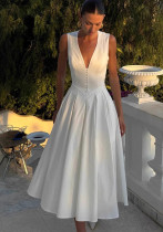 Women Summer V-Neck Sleeveless Dress