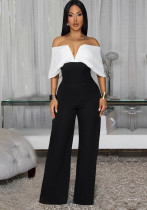 Women Casual V-Neck Backless Wide-Leg Jumpsuit Women Casual V-Neck Backless Wide-Leg Jumpsuit