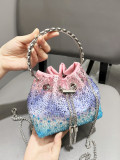 Women Autumn/Winter Bucket Bag Drawstring Beaded Shoulder/Crossbody Handbag