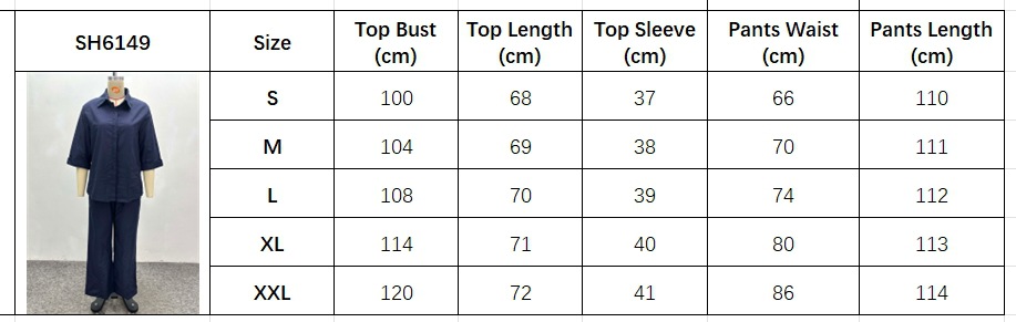 Plus Size African Women Casual Solid Turndown Collar Shirt and Wide-Leg Pants Two-Piece Set