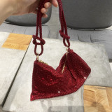 Women Pink Rhinestone Encrusted Handbag