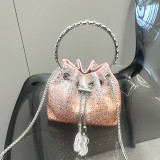 Women Autumn/Winter Bucket Bag Drawstring Beaded Shoulder/Crossbody Handbag