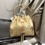Women Autumn/Winter Bucket Bag Drawstring Beaded Shoulder/Crossbody Handbag