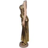Women Sexy Halter Neck Gold Chain Pleated Dress