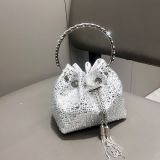 Women Autumn/Winter Bucket Bag Drawstring Beaded Shoulder/Crossbody Handbag