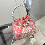 Women Autumn/Winter Bucket Bag Drawstring Beaded Shoulder/Crossbody Handbag