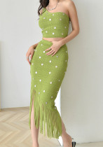 Women Summer One-Shoulder Top and Skirt Two-Piece Set