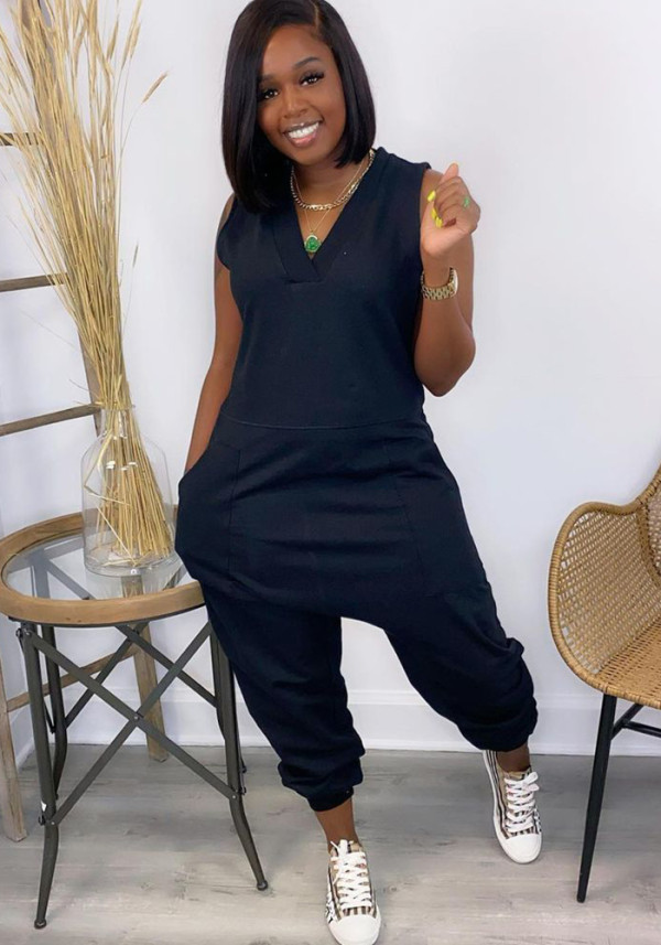 Women V-Neck Sleeveless Jumpsuit