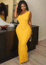 African Women Style One-Shoulder Sleeveless Backless Dress