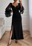 Women Fall Bell Bottom Sleeve Maxi Dress