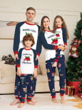 Christmas Family Set Round Neck Raglan Sleeve Cuff Car Letter Print Men Women Homewear Pajamas