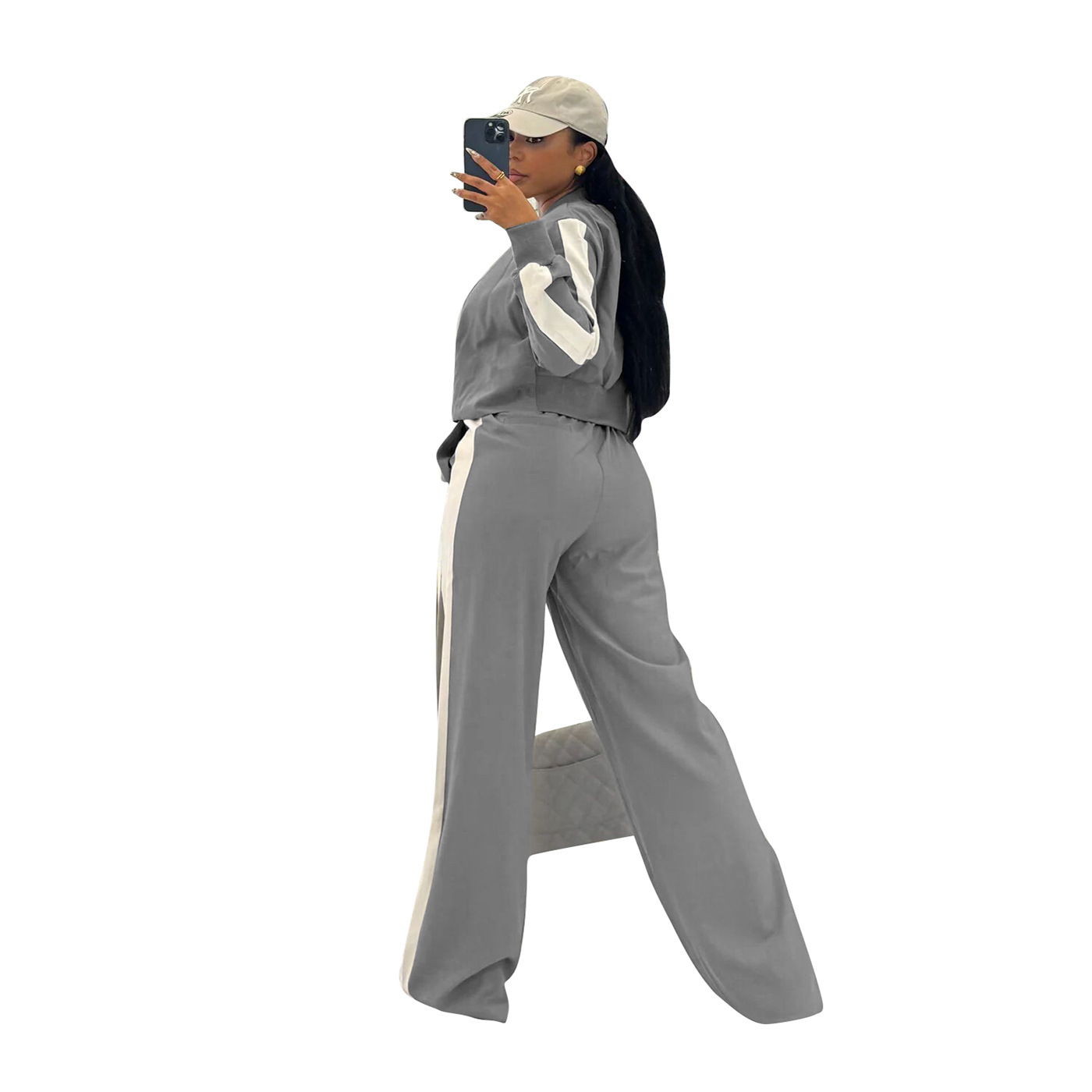 Women's Autumn Winter Casual Long Sleeve Top Wide-Leg Pants Set