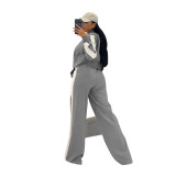 Women's Autumn Winter Casual Long Sleeve Top Wide-Leg Pants Set