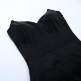 Women Strapless Sexy Furry Hem Short Evening Dress