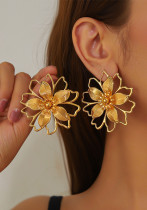 Yellow Sun Flower Earrings Women Beach Holidays Gold Floral Earrings