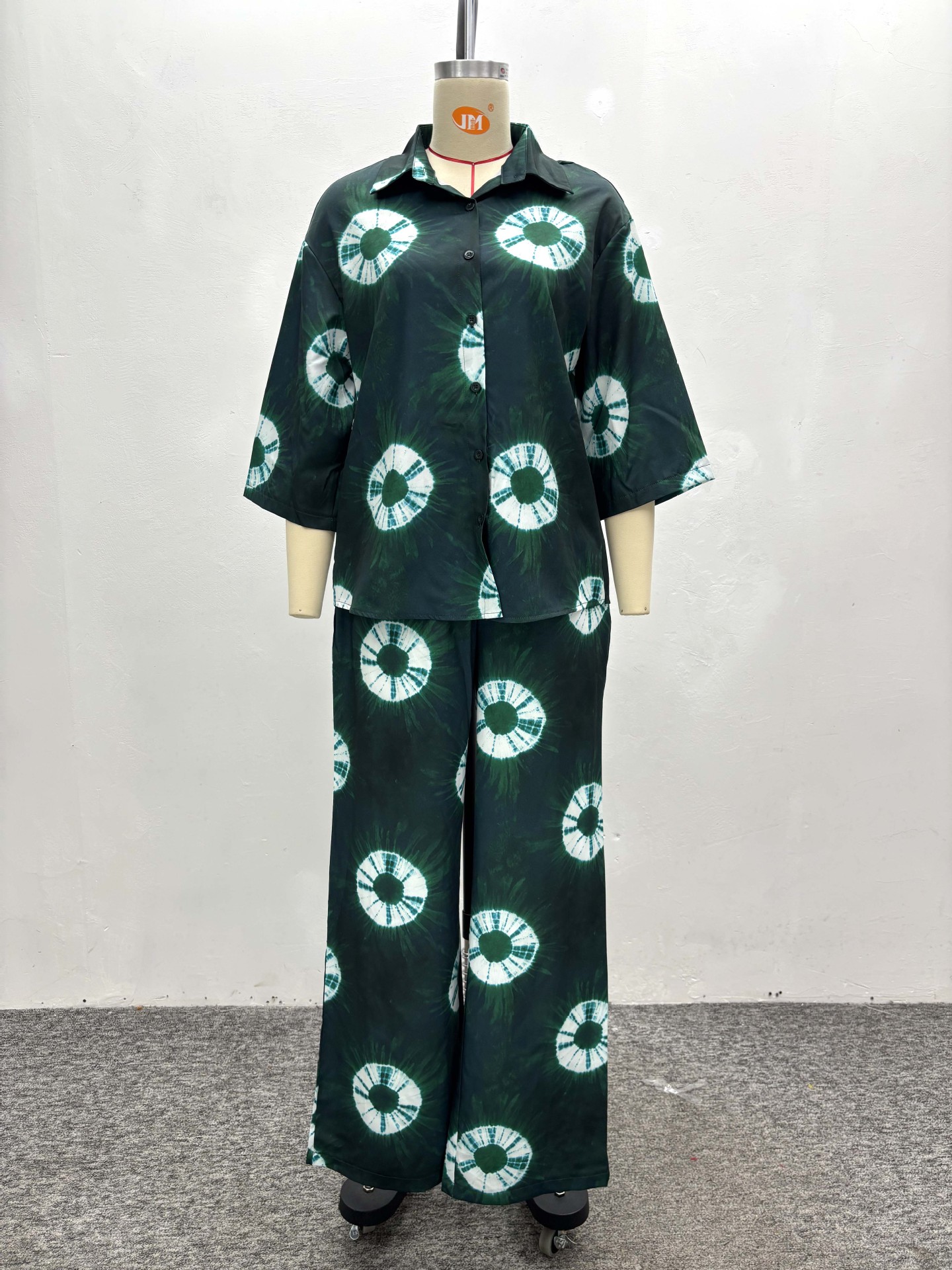 Plus Size Women's Print Casual Set African Ladies Long Sleeve Shirt Long Pants Fashion Trendy Two-Piece Set