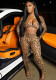 Fashion Sexy Trendy Leopard Print Long Sleeve High Waist Jumpsuit