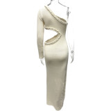 Summer Sexy Open Waist Slit Trendy Single Sleeve Knitted Dress