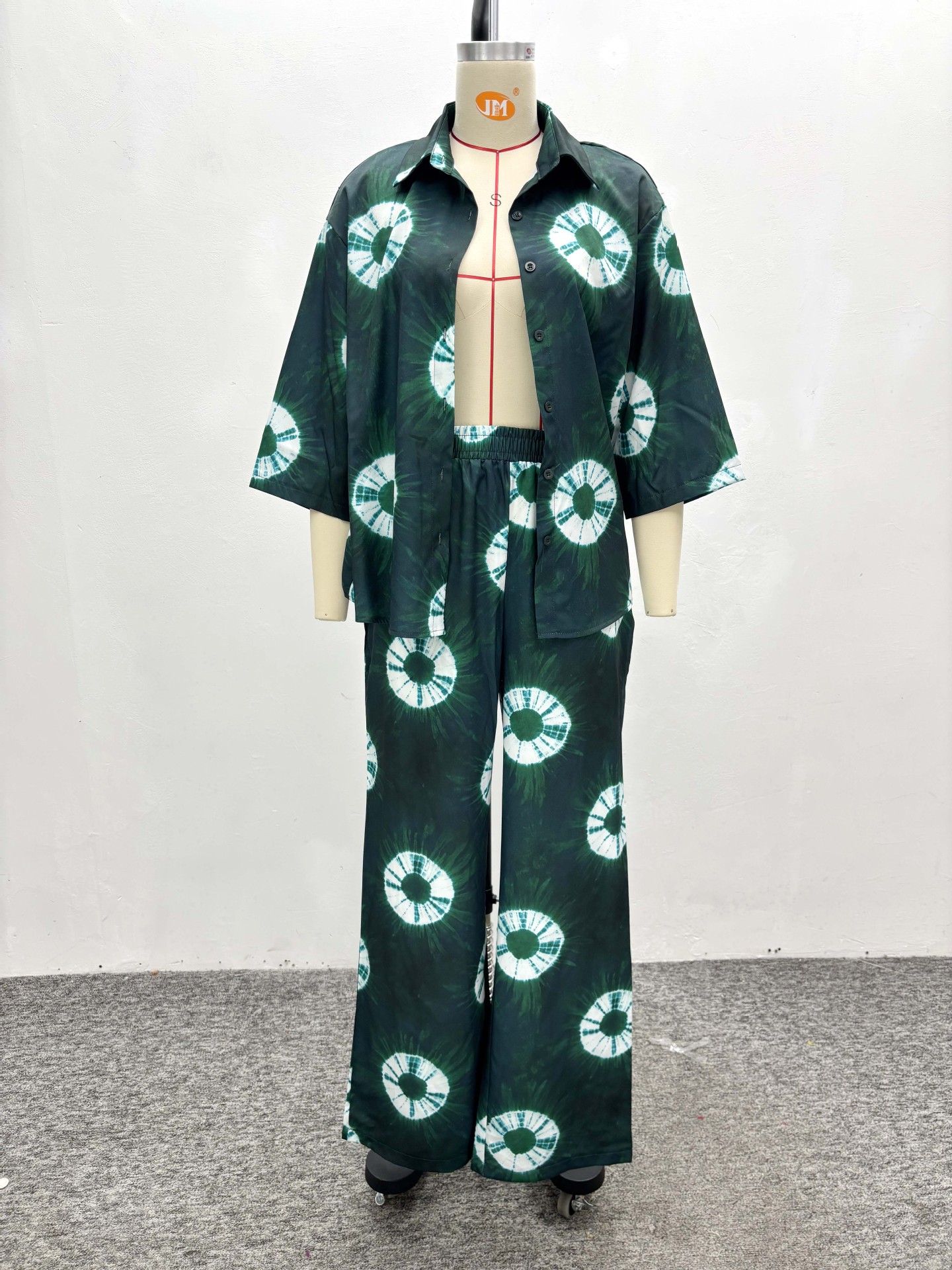 Plus Size Women's Print Casual Set African Ladies Long Sleeve Shirt Long Pants Fashion Trendy Two-Piece Set