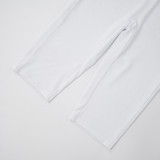 Women's Sexy Solid Color StraplessTop  Halter Low Back Tight Fitting Jumpsuit Two-Piece Set