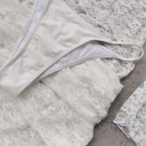 Women Solid Color Cut-Out Long Sleeve Lace sexy Swimsuit