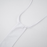 Women's Sexy Solid Color StraplessTop  Halter Low Back Tight Fitting Jumpsuit Two-Piece Set