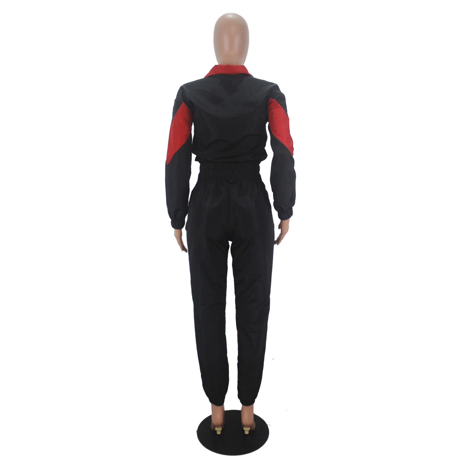 Women's Color Block Long Sleeve Trench Coat Pants without Pocket Set