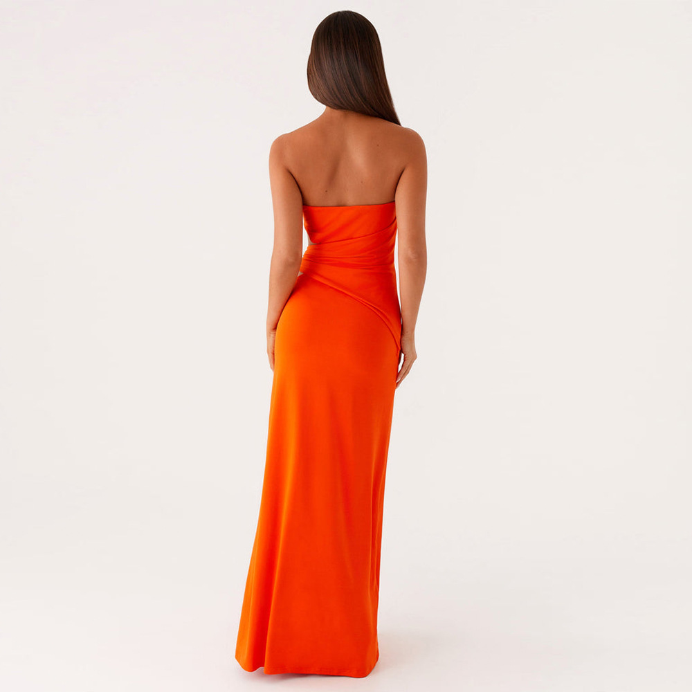 Summer Strapless Women's Sexy Side Cut-Out Slim Long Dress