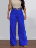 Women's Plus Size Fashion Casual Solid Color Wide-Leg Pants Slim Straight-Leg Trousers( Belt Not Included)