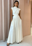 Holidays Style Solid Color Open Waist Sexy Ruffle Maxi Dress