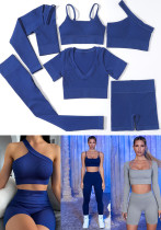 Ribbed Seamless Yoga Wear Long Sleeve Set Sports Bra Women Fitness Long Yoga Pants Set
