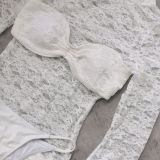 Women Solid Color Cut-Out Long Sleeve Lace sexy Swimsuit