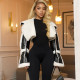 Autumn High Street PU Leather Patchwork Fur Collar Cropped Jacket