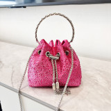 Women Autumn/Winter Bucket Bag Drawstring Beaded Shoulder/Crossbody Handbag