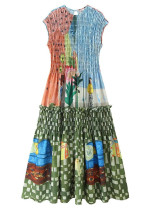 Summer Women's Print Chic Slim Waist Sleeveless Casual Dress Summer Women's Print Chic Slim Waist Sleeveless Casual Dress