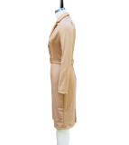 Women's Solid Color Sexy V-Neck Long Sleeve Bodycon Dress
