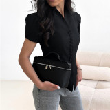 Women Summer Irregular Short-Sleeved Shirt Top