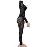 Women sexy black lace dress