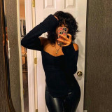 African-Style Fall/Winter Off-The-Shoulder Basic Knitting Sweater Top