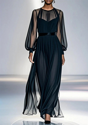 Women Fall/Winter French-Style Black Dress