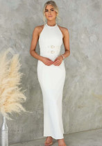 Women summer sexy backless lace-up halter neck dress