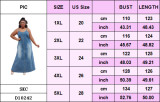 Plus-Size Women V-Neck Strappy Casual Denim Dress
