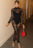 Women sexy black lace dress