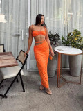 Women summer sexy solid backless camisole and bodycon skirt two-piece set